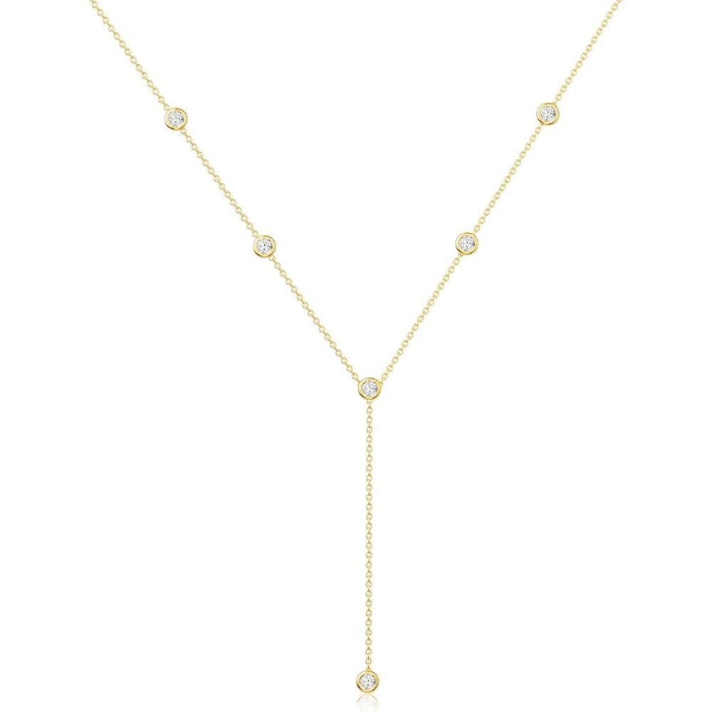 Women's Y Five Diamond-Gd 14k Gold Plated Layered Cz Chain Jewlery For Women